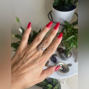 Sterling silver star and moon ring size 7